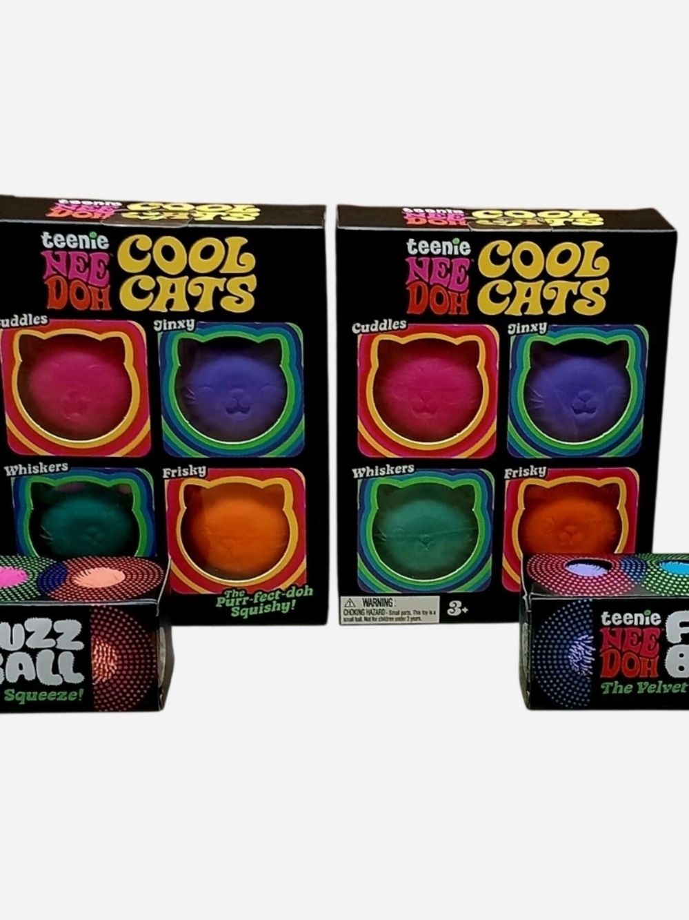 Teenie NeeDoh Cool Cats & Fuzz Ball Squishy Bundle